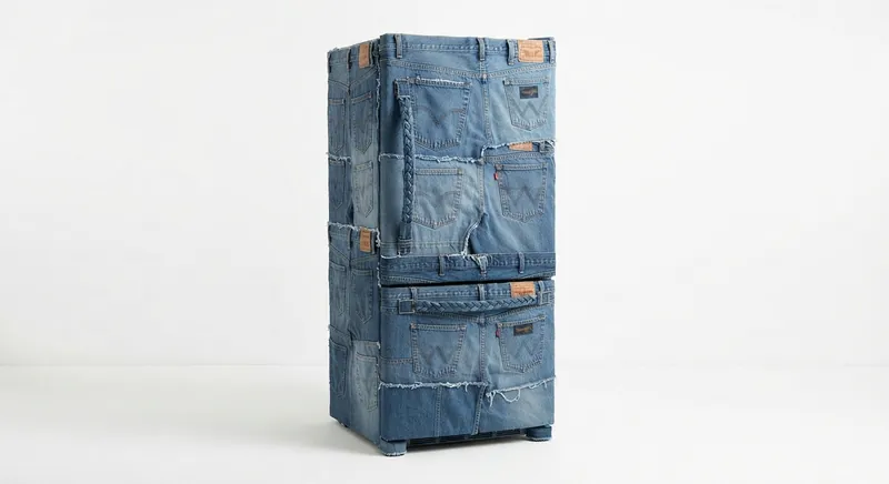The Jidge, a full-height refrigerator sheathed in reclaimed denim