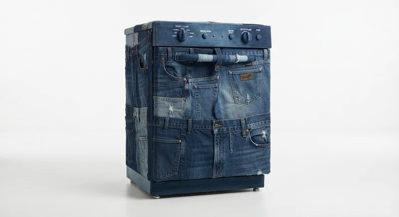 The Jishwasher, a front-control dishwasher clad in denim panels